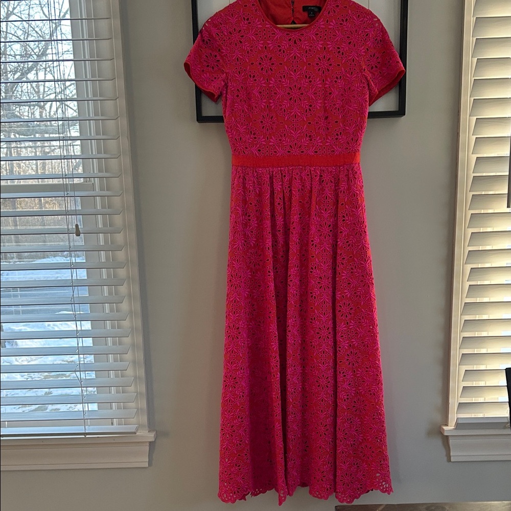 J. Crew Laced Courtney Dress in Sunset Fuchsia